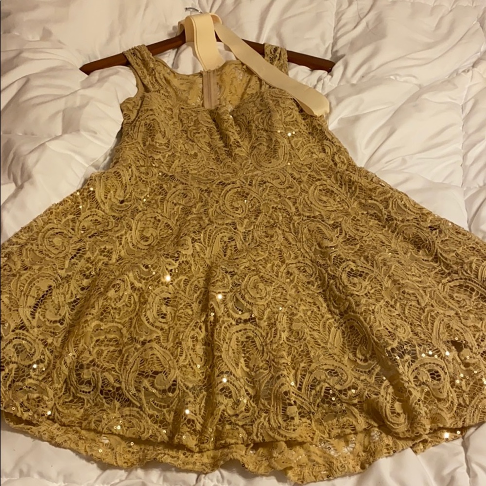 Gold lace dress